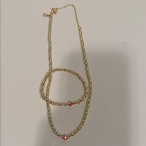 Kendra Scott Gold and Pink Beaded Necklace/Bracelet Set